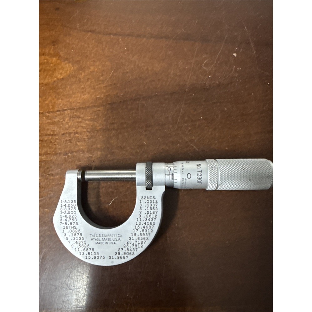Starrett 230FL 0-1" Micrometer, Carbide Faced .0001" Resolution ALL ORIG PAPERS